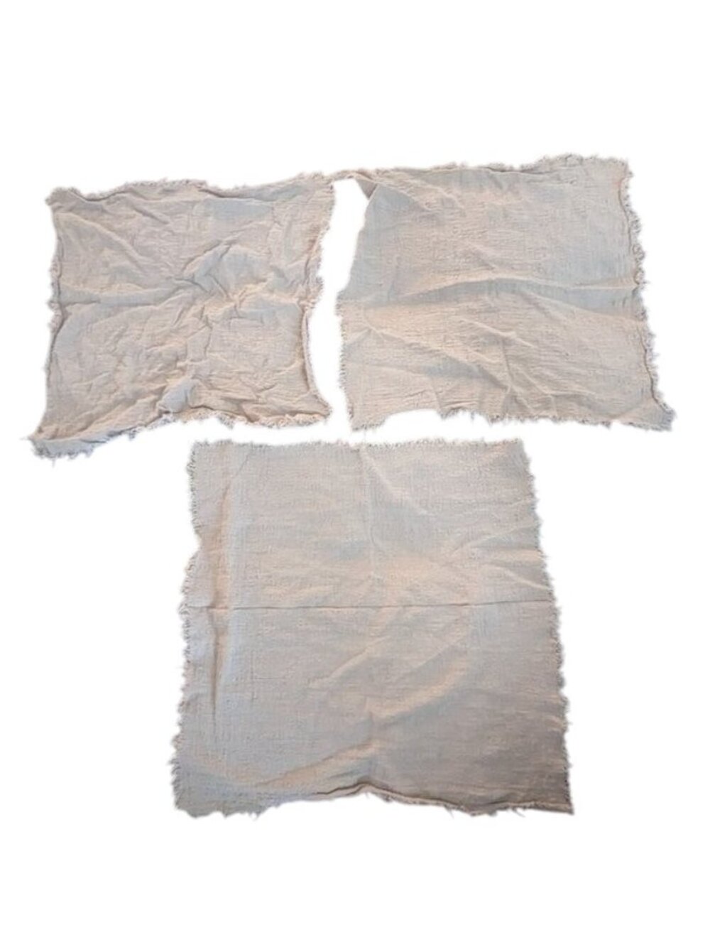 *3 FOR $9* Set of 3 Square Fringe Edge Solid Beige Crepe Material Dinner Napkins